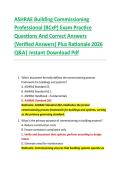ASHRAE Building Commissioning &NewLine;Professional &lpar;BCxP&rpar; Exam Practice &NewLine;Questions And Correct Answers &NewLine;&lpar;Verified Answers&rpar; Plus Rationale 2026 &NewLine;Q&A&vert; Instant Download Pdf