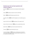 Business Law Tort Law Exam questions and&NewLine;answers Graded A&plus;
