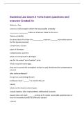 Business Law Exam 2 Torts Exam questions and&NewLine;answers Graded A&plus;
