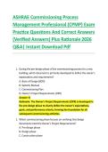ASHRAE Commissioning Process &NewLine;Management Professional &lpar;CPMP&rpar; Exam &NewLine;Practice Questions And Correct Answers &NewLine;&lpar;Verified Answers&rpar; Plus Rationale 2026 &NewLine;Q&A&vert; Instant Download Pdf 
