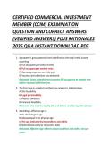 CERTIFIED COMMERCIAL INVESTMENT &NewLine;MEMBER &lpar;CCIM&rpar; EXAMINATION &NewLine;QUESTION AND CORRECT ANSWERS &NewLine;&lpar;VERIFIED ANSWERS&rpar; PLUS RATIONALES &NewLine;2026 Q&A INSTANT DOWNLOAD PDF