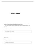 JROTC ORGANIZATION AND TRADITIONS QUESTIONS AND VERIFIED ANSWERS