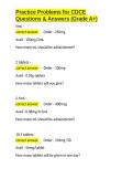 Practice Problems for CDCE Questions & Answers &lpar;Grade A&plus;&rpar;&period;docx&NewLine;&NewLine;