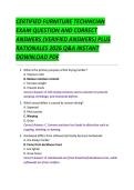 CERTIFIED FURNITURE TECHNICIAN &NewLine;EXAM QUESTION AND CORRECT &NewLine;ANSWERS &lpar;VERIFIED ANSWERS&rpar; PLUS &NewLine;RATIONALES 2026 Q&A INSTANT &NewLine;DOWNLOAD PDF 