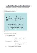MATH 2414 EXAM 3 &ndash; SERIES Questions And Complete Solutions &lpar;Verified Solutions&rpar; 2026