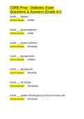 CDRE Prep - Diabetes Exam Questions & Answers &lpar;Grade A&plus;&rpar;&period;docx&NewLine;&NewLine;