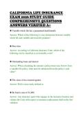 CALIFORNIA LIFE INSURANCE&NewLine;EXAM 2026 STUDY GUIDE&NewLine;COMPREHENSIVE QUESTIONS&NewLine;ANSWERS VERIFIED A&plus; 