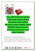 Iowa 3OT Pesticide Manual Exam 2026 &ndash; Actual Exam Questions with Verified Answers &ndash; Integrated Pest Management & Turfgrass