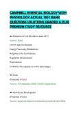 CAMPBELL ESSENTIAL BIOLOGY WITH&NewLine;PHYSIOLOGY ACTUAL TEST BANK&NewLine;QUESTIONS SOLUTIONS GRADED A PLUS&NewLine;PREMIUM STUDY RESOURCE