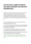 NSG 6005 WEEK 1 LEARNING WORKBOOK&NewLine;2026 PATIENT ASSESSMENT AND DIAGNOSTIC&NewLine;REASONING SKILLS