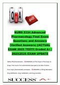 NURS 5334 Advanced Pharmacology Final Exam 2025&ndash;2026 &ndash; Verified Questions and Answers &ndash; Pharmacology