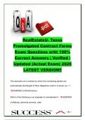 RealEstateU Texas Promulgated Contract Forms Exam 2026 &ndash; Verified Questions and Correct Answers &ndash; Texas Real Estate Contracts
