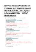 CERTIFIED PROFESSIONAL ESTIMATOR &NewLine;&lpar;CPE&rpar; EXAM QUESTIONS AND CORRECT &NewLine;ANSWERS &lpar;VERIFIED ANSWERS&rpar; PLUS &NewLine;RATIONALES 2026 Q&A &vert; INSTANT &NewLine;DOWNLOAD PDF 