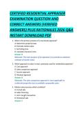 CERTIFIED RESIDENTIAL APPRAISER &NewLine;EXAMINATION QUESTION AND &NewLine;CORRECT ANSWERS &lpar;VERIFIED &NewLine;ANSWERS&rpar; PLUS RATIONALES 2026 Q&A &NewLine;INSTANT DOWNLOAD PDF