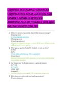 CERTIFIED RESTAURANT MANAGER &NewLine;CERTIFICATION EXAM QUESTION AND &NewLine;CORRECT ANSWERS &lpar;VERIFIED &NewLine;ANSWERS&rpar; PLUS RATIONALES 2026 Q&A &NewLine;INSTANT DOWNLOAD PDF 