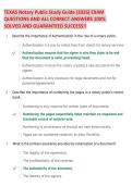 TEXAS Notary Public Study Guide &lpar;2026&rpar; EXAM &NewLine;QUESTIONS AND ALL CORRECT ANSWERS 100&percnt; &NewLine;SOLVED AND GUARANTEED SUCCESS&excl;&excl;