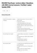 RSM100 Final Exam- Lecture slides &vert; Questions&NewLine;with 100&percnt; Correct Answers &vert; Verified &vert; Latest&NewLine;Update 2026