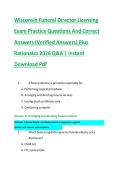 Wisconsin Funeral Director Licensing  &NewLine;Exam Practice Questions And Correct  &NewLine;Answers &lpar;Verified Answers&rpar; Plus  &NewLine;Rationales 2026 Q&A &vert; Instant &NewLine;Download Pdf  