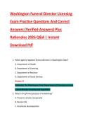 Washington Funeral Director Licensing &NewLine;Exam Practice Questions And Correct &NewLine;Answers &lpar;Verified Answers&rpar; Plus &NewLine;Rationales 2026 Q&A &vert; Instant &NewLine;Download Pdf
