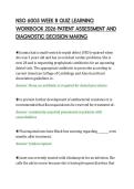 NSG 6005 WEEK 8 QUIZ LEARNING&NewLine;WORKBOOK 2026 PATIENT ASSESSMENT AND&NewLine;DIAGNOSTIC DECISION MAKING