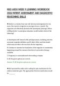 NSG 6005 WEEK 9 LEARNING WORKBOOK&NewLine;2026 PATIENT ASSESSMENT AND DIAGNOSTIC&NewLine;REASONING SKILLS