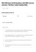 RSM 100 Exam MCQ Questions with 100&percnt; Correct&NewLine;Answers &vert; Verified &vert; Latest Update 2026
