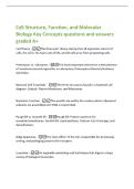 Cell Structure&comma; Function&comma; and Molecular&NewLine;Biology Key Concepts questions and answers&NewLine;graded A&plus;
