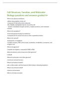 Cell Structure&comma; Function&comma; and Molecular&NewLine;Biology questions and answers graded A&plus;