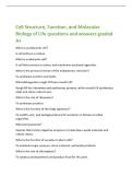Cell Structure&comma; Function&comma; and Molecular&NewLine;Biology of Life questions and answers graded&NewLine;A&plus;