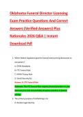 Oklahoma Funeral Director Licensing &NewLine;Exam Practice Questions And Correct &NewLine;Answers &lpar;Verified Answers&rpar; Plus &NewLine;Rationales 2026 Q&A &vert; Instant &NewLine;Download Pdf