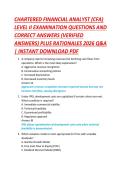 CHARTERED FINANCIAL ANALYST &lpar;CFA&rpar; &NewLine;LEVEL II EXAMINATION QUESTIONS AND &NewLine;CORRECT ANSWERS &lpar;VERIFIED &NewLine;ANSWERS&rpar; PLUS RATIONALES 2026 Q&A &NewLine;&vert; INSTANT DOWNLOAD PDF