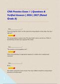 CNA Practice Exam 1 &vert; Questions & Verified Answers &vert; 2026 &vert; 2027 &lpar;Rated Grade A&rpar;&NewLine;&NewLine;&NewLine;