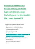 Puerto Rico Preneed Insurance &NewLine;Producer Licensing Exam Practice &NewLine;Questions And Correct Answers &NewLine;&lpar;Verified Answers&rpar; Plus Rationales 2026 &NewLine;Q&A &vert; Instant Download Pdf