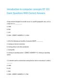 Introduction to computer concepts IST 101 Exam Questions With Correct Answers 