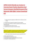 ASTM C1152 Chloride Ion Content in &NewLine;Concrete Exam Practice Questions And &NewLine;Correct Answers &lpar;Verified Answers&rpar; Plus &NewLine;Rationale 2026 Q&A&vert; Instant Download &NewLine;Pdf  