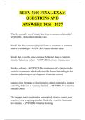 BEHV 5600 FINAL EXAM &NewLine;QUESTIONS AND &NewLine;ANSWERS 2026 - 2027 
