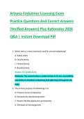 Arizona Embalmer Licensing Exam &NewLine;Practice Questions And Correct Answers &NewLine;&lpar;Verified Answers&rpar; Plus Rationales 2026 &NewLine;Q&A &vert; Instant Download Pdf 