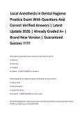 Local Anesthesia in Dental Hygiene &NewLine;Practice Exam With Questions And &NewLine;Correct Verified Answers &vert; Latest &NewLine;Update 2026 &vert; Already Graded A&plus; &vert; &NewLine;Brand New Version &vert; Guaranteed &NewLine;Success &excl;&excl;&excl;&excl;&excl;&excl;