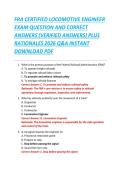 FRA CERTIFIED LOCOMOTIVE ENGINEER &NewLine;EXAM QUESTION AND CORRECT &NewLine;ANSWERS &lpar;VERIFIED ANSWERS&rpar; PLUS &NewLine;RATIONALES 2026 Q&A INSTANT &NewLine;DOWNLOAD PDF