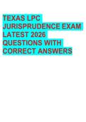 TEXAS LPC JURISPRUDENCE EXAM LATEST 2026 QUESTIONS WITH&NewLine;CORRECT ANSWERS