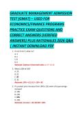 GRADUATE MANAGEMENT ADMISSION &NewLine;TEST &lpar;GMAT&rpar; &ndash; USED FOR &NewLine;ECONOMICS&sol;FINANCE PROGRAMS &NewLine;PRACTICE EXAM QUESTIONS AND &NewLine;CORRECT ANSWERS &lpar;VERIFIED &NewLine;ANSWERS&rpar; PLUS RATIONALES 2026 Q&A &NewLine;&vert; INSTANT DOWNLOAD PDF 