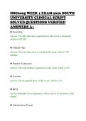 NSG6005 WEEK 1 EXAM 2026 SOUTH&NewLine;UNIVERSITY CLINICAL SCRIPT&NewLine;SOLVED QUESTIONS VERIFIED&NewLine;ANSWERS A&plus;&NewLine;