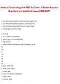 Medical Terminology MCPHS PA Exam 1 Review Practice Questions and Verified Answers 2026&sol;2027