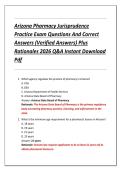 Arizona Pharmacy Jurisprudence &NewLine;Practice Exam Questions And Correct &NewLine;Answers &lpar;Verified Answers&rpar; Plus &NewLine;Rationales 2026 Q&A Instant Download &NewLine;Pdf 