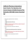 California Pharmacy Jurisprudence &NewLine;Exam Practice Test Questions And &NewLine;Correct Answers &lpar;Verified Answers&rpar; Plus &NewLine;Rationales 2026 Q&A Instant Download &NewLine;Pdf 