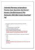 Colorado Pharmacy Jurisprudence &NewLine;Practice Exam Questions And Correct &NewLine;Answers &lpar;Verified Answers&rpar; Plus &NewLine;Rationales 2026 Q&A Instant Download &NewLine;Pdf 