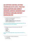 ISA CERTIFIED CONTROL SYSTEMS &NewLine;TECHNICIAN &lpar;CCST&rpar; LEVEL I PRACTICE &NewLine;EXAM QUESTION AND CORRECT &NewLine;ANSWERS &lpar;VERIFIED ANSWERS&rpar; PLUS &NewLine;RATIONALES 2026 Q&A INSTANT &NewLine;DOWNLOAD PDF