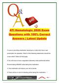 ATI Hematologic 2026 Exam Questions with 100&percnt; Correct Answers &vert; Hematology and Anticoagulant Nursing