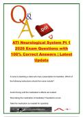 ATI Neurological System Pt 1 2026 Exam Questions with 100&percnt; Correct Answers &vert; Neurology and Pharmacology Nursing