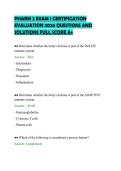 PHARM 2 EXAM 1 CERTIFICATION&NewLine;EVALUATION 2026 QUESTIONS AND&NewLine;SOLUTIONS FULL SCORE A&plus;